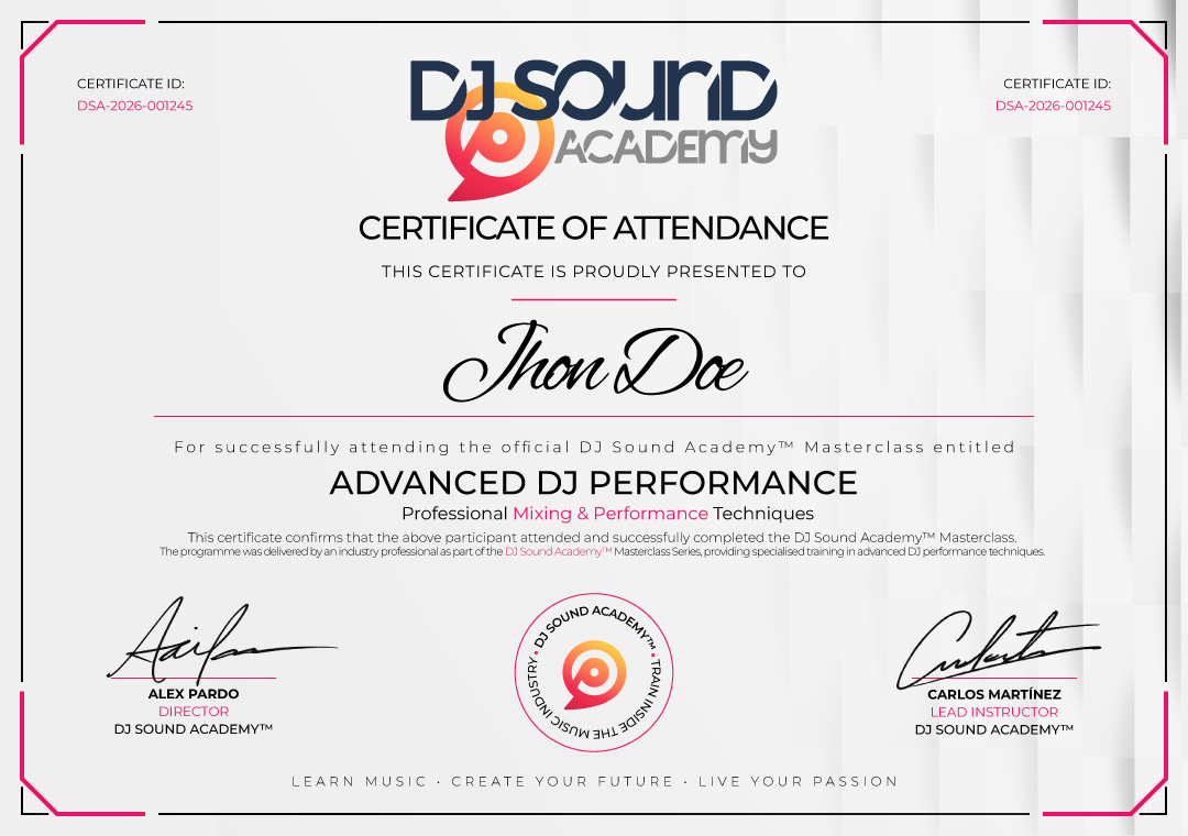 Certificado DJ Sound Academy
